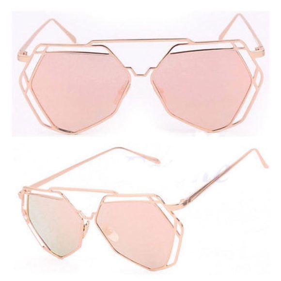 ☀️MIRRORED SUNGLASSES-PINK GOLD FRAMES☀️ - Picture 2 of 6